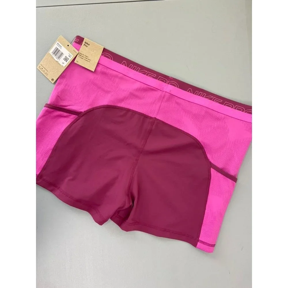Nike Pro women's XXL‎ pink tight fit compression high rise shorts with pockets